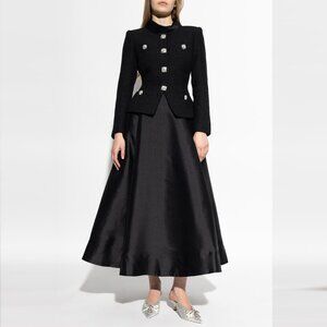 Self-Portrait Black Dress Crafted from Composite Fabric